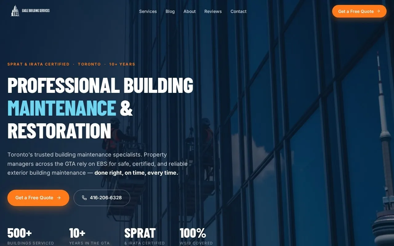 Screenshot of the Eagle Building Services website