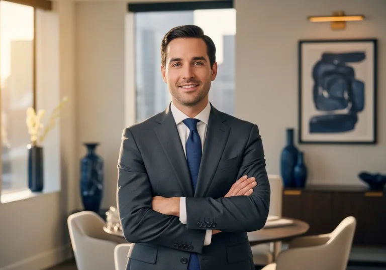 Confident financial professional in a thriving advisory practice — representing sustainable growth from SEO