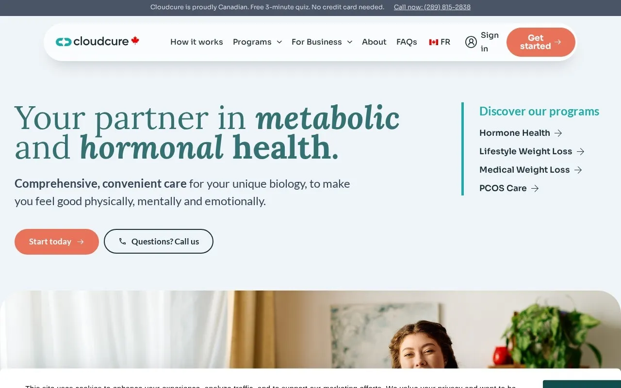 Screenshot of the CloudCure website